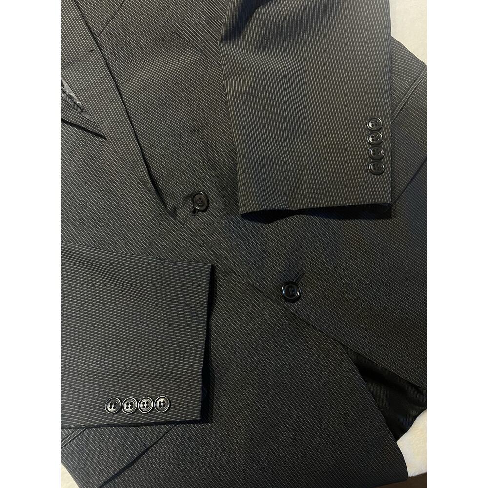 Calvin Klein 44L Mens Blazer Charcoal Gray Micro Stripe Sport Jacket - Picture 9 of 16
